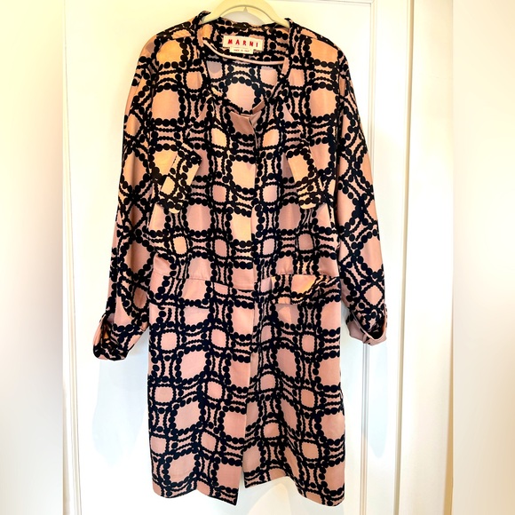 Marni Tops - Marni - Pink (light rose) black geometric weave duster, jacket top size 6